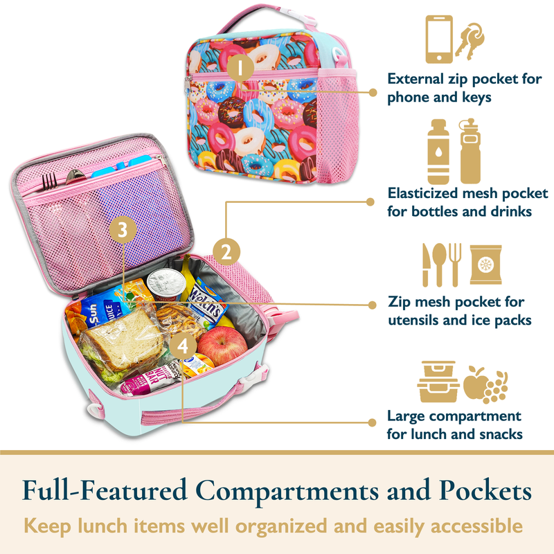 Lunch Bag for Kids – Insulated Lunch Box for Girls and Boys, Cute Reusable Coole8