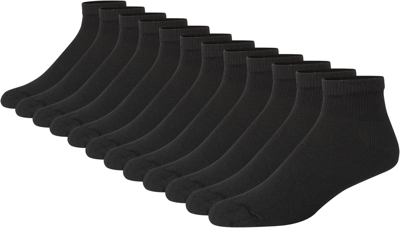 Men’s Double Tough Crew Socks Moisture Wicking Work Socks Black White Pack10