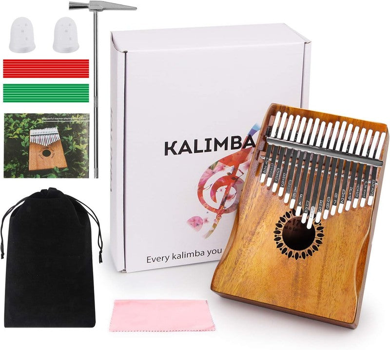 Kalimba Thumb Piano 17 Keys, Portable Mbira Finger Piano Gifts for Kids and Adul7