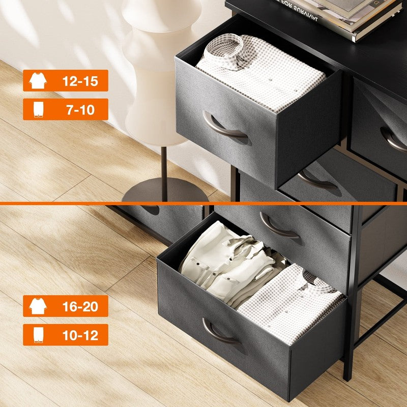 Fabric Dresser for Bedroom 9 Drawer, Grey4