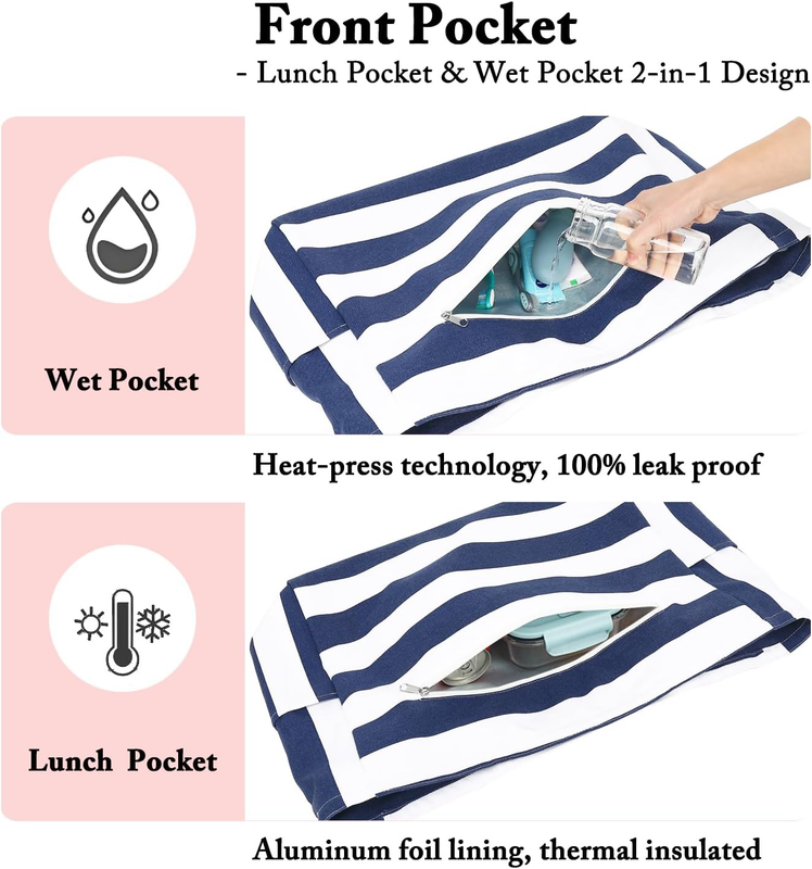 Waterproof Beach Bag Large Canvas Tote Wet Pocket Pool Cruise Travel2