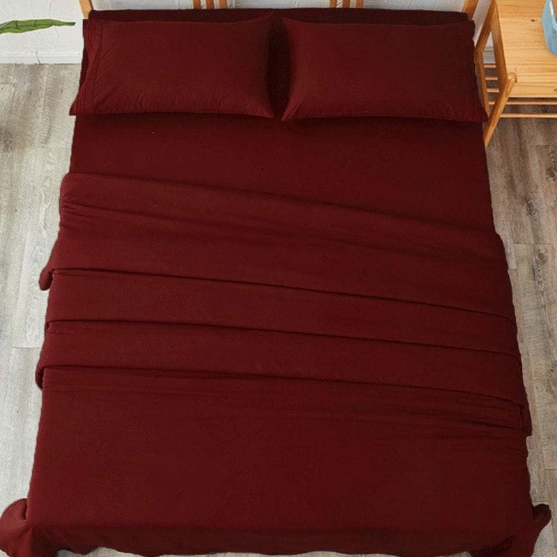 Luxury 1800 Thread Count Microfiber Bed Sheet Set, Burgundy, Queen, 4 Piece7