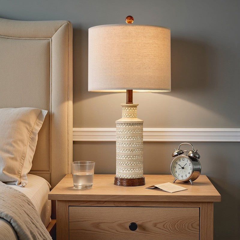 Bedside Lamp Set of 2 for Bedroom 24" Traditional Living Room Resin Nightstand T2