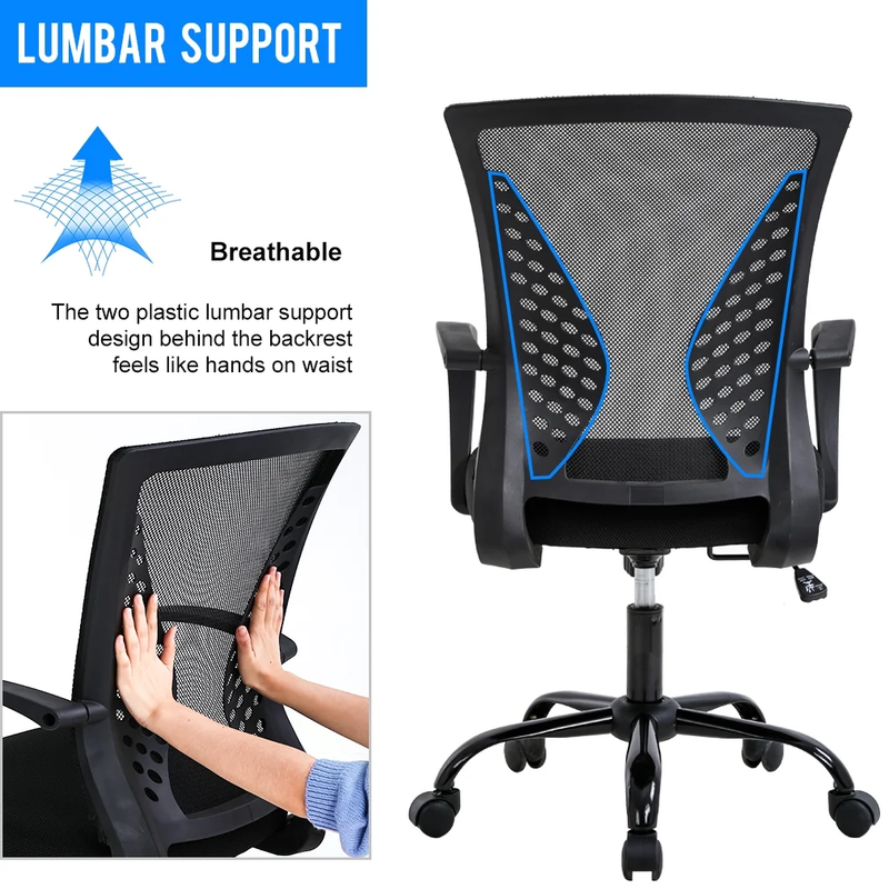Ergonomic Office Chair with Lumbar Support & Adjustable Armrests - Black2