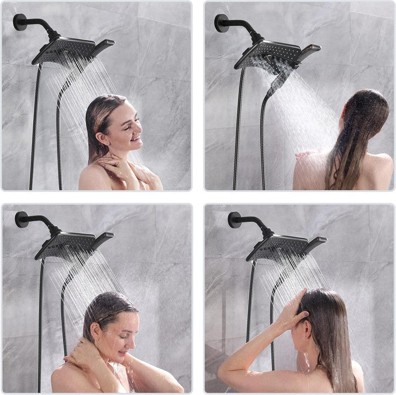 High Pressure Shower Head Handheld Dual Combo Rainfall Spray Rubbed Bronze 60"2