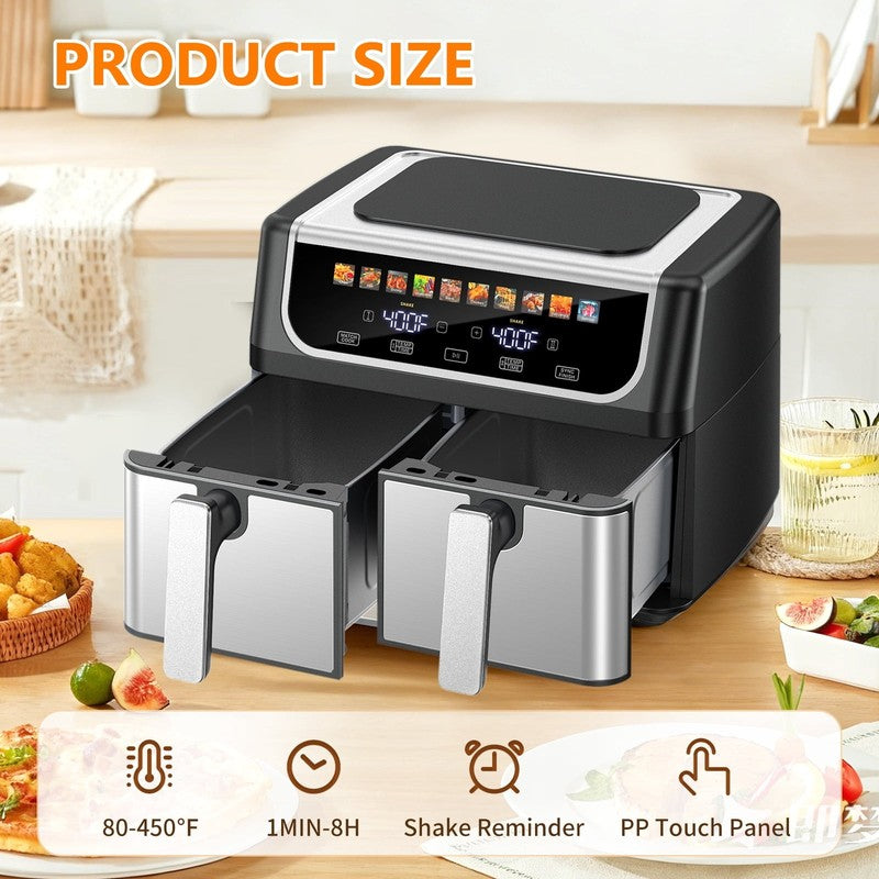 Dual Basket Air Fryer Oven, Digital Control, Clear-View Window, Versatile Air Fr1