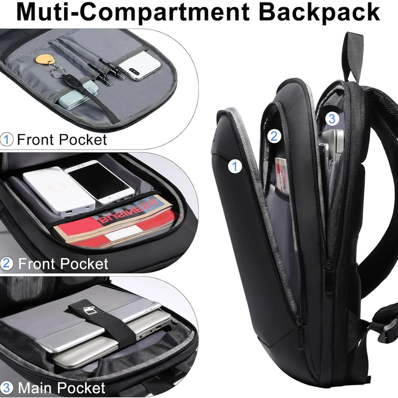 Expandable 15.6" Laptop Backpack for Men, Waterproof Computer Backpack for Busin4