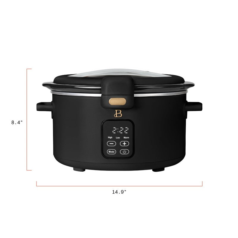 4 Qt Digital Slow Cooker with Hinged Locking Lid, Black Sesame by Drew Barrymore9