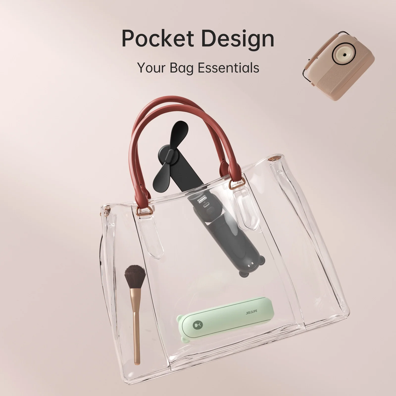 Portable Mini Fan Rechargeable Handheld 3 in 1 Pocket Fan Power Bank Black3