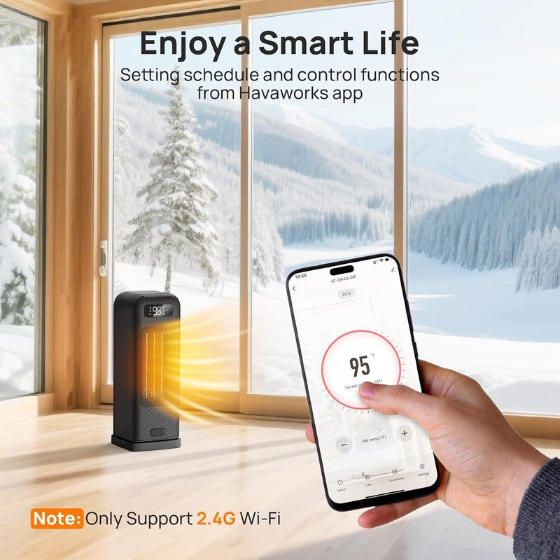 Smart 1500W Portable Electric Space Heater WiFi Thermostat Timer 4 Modes Black3