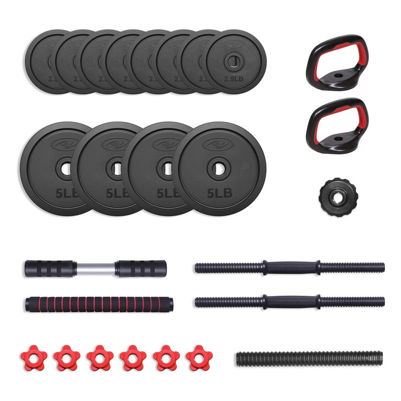 40lb 5 in 1 Adjustable Dumbbell Set Home Gym Fitness Black Pair0