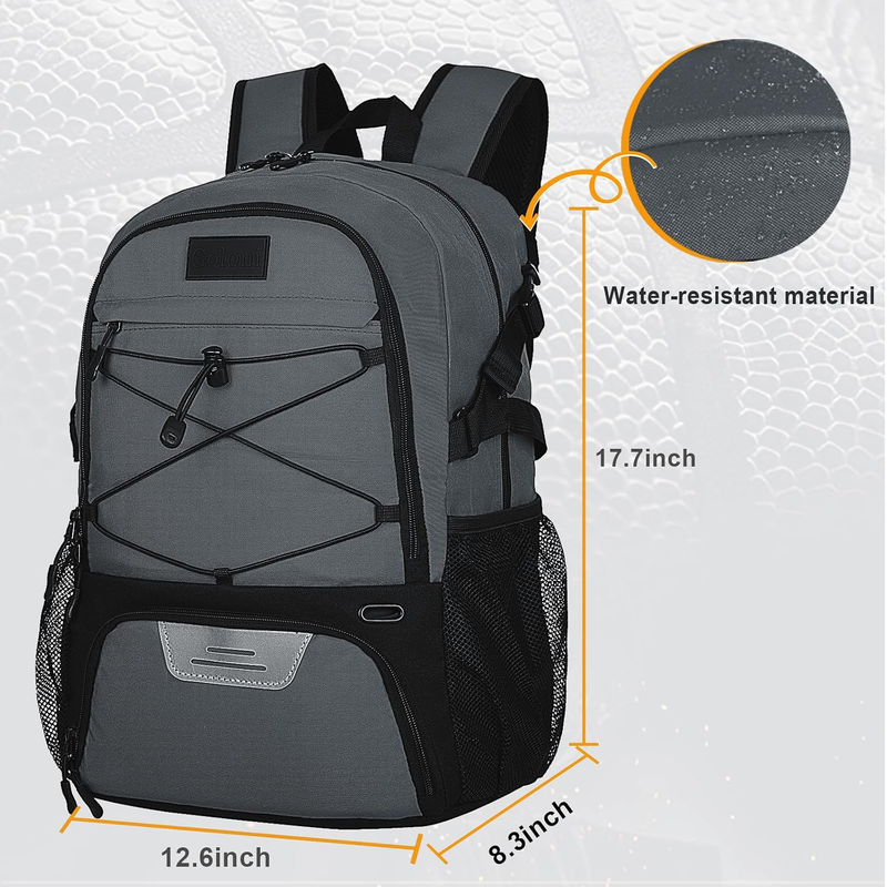 Soccer Basketball Backpack w/ Ball & Shoe Compartment Sports Travel Bag1