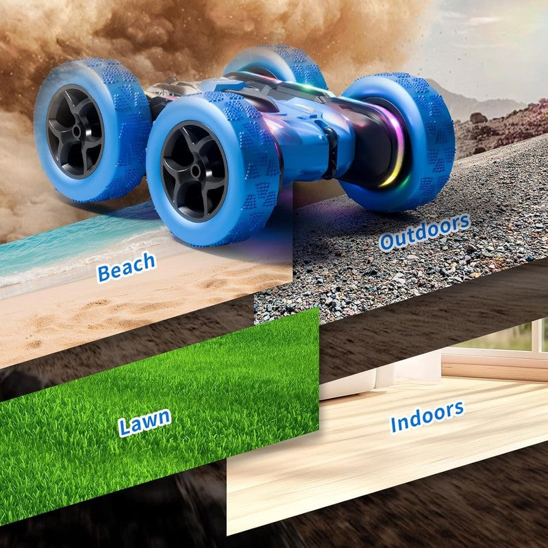 Remote Control Stunt Car 4WD 360° Flip Double‑Sided RC Cars, LED Light Bar, USB‑6