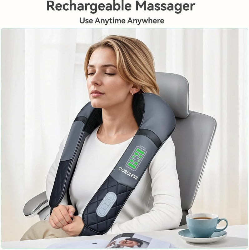 Cordless Shiatsu Neck Back Massager w/ Heat Deep Kneading Pain Relief2