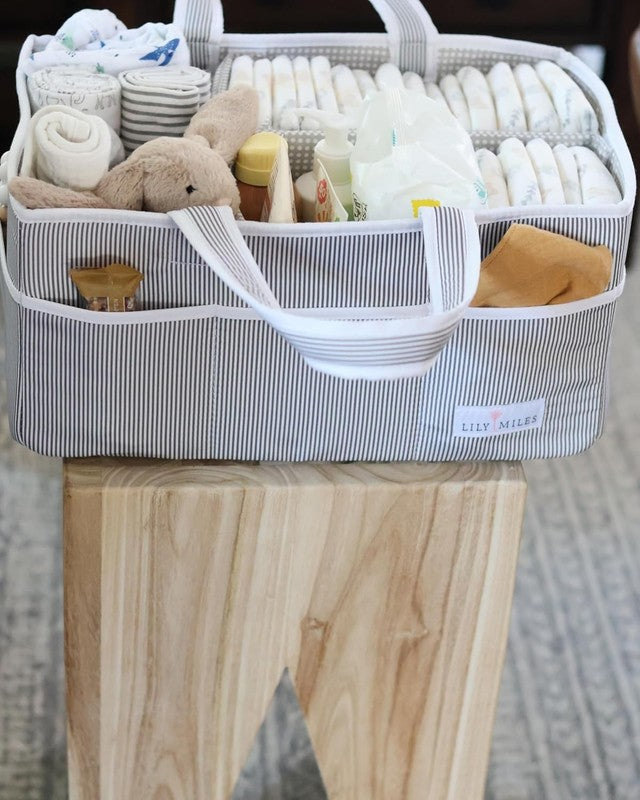 Baby Diaper Caddy Organizer, Large Gray Nursery Storage Tote for Newborns8