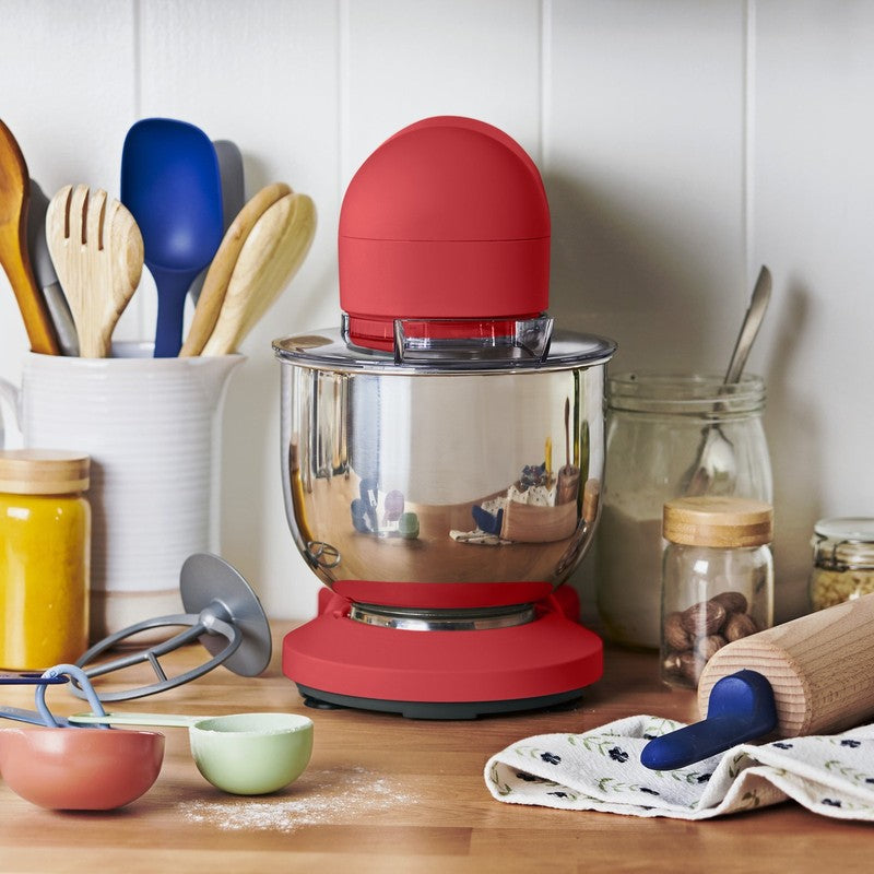 3.5 Qt Stand Mixer Tomato Red w/ Flat Beater Dough Hook & Whisk5