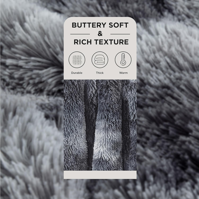 Gentlesoft Fluffy Fuzzy Faux Fur Throw Blanket for Couch, Soft Sherpa Fleece Coz1
