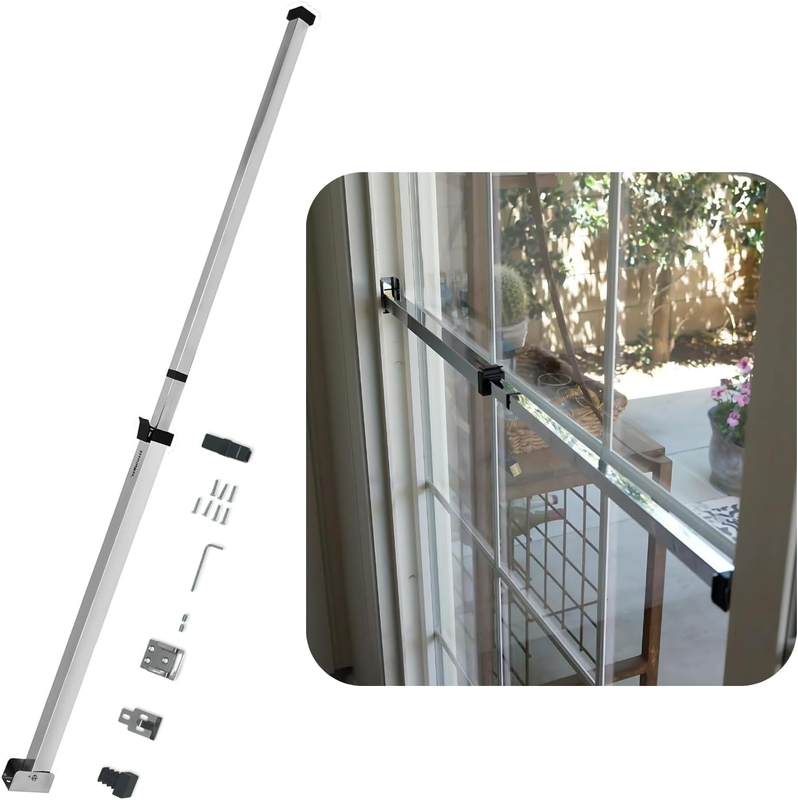 Sliding Door Security Bar-Child Proof Sliding Door Lock Bar with anti Lift Lock 0