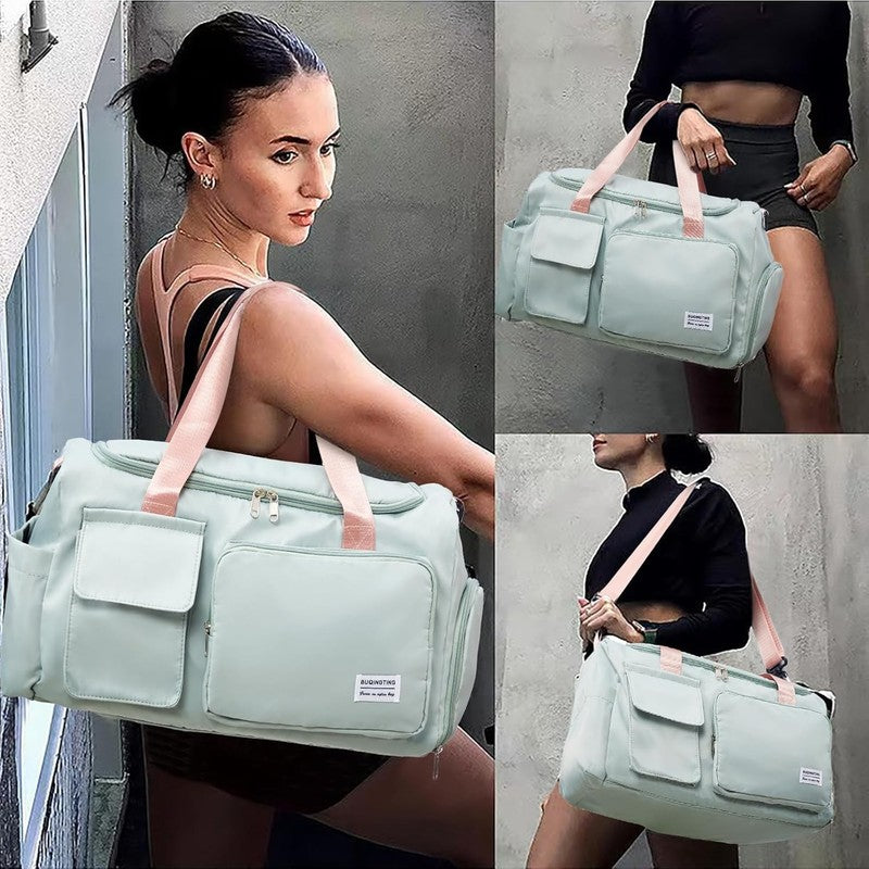Women Gym Duffle Bag Travel Weekender Carry On w/ Shoe Compartment1