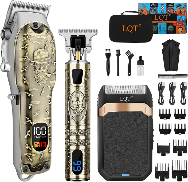 Cordless Professional Hair Clipper Set for Men - Grooming Kit in Bronze0