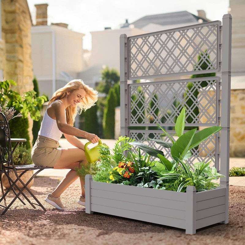 Raised Garden Bed with Trellis for Climbing Plants, Raised Herb Garden Bed with1