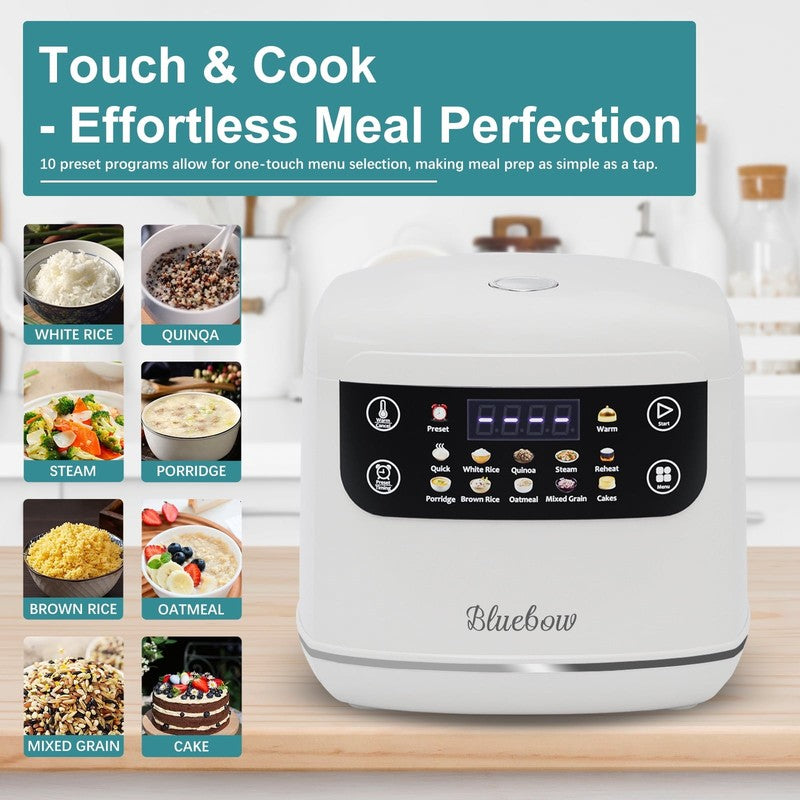 Digital Rice Cooker, 6 Cup/2.1Qt Small Rice Maker, 10 Presets, 24 Hour Delay Tim6