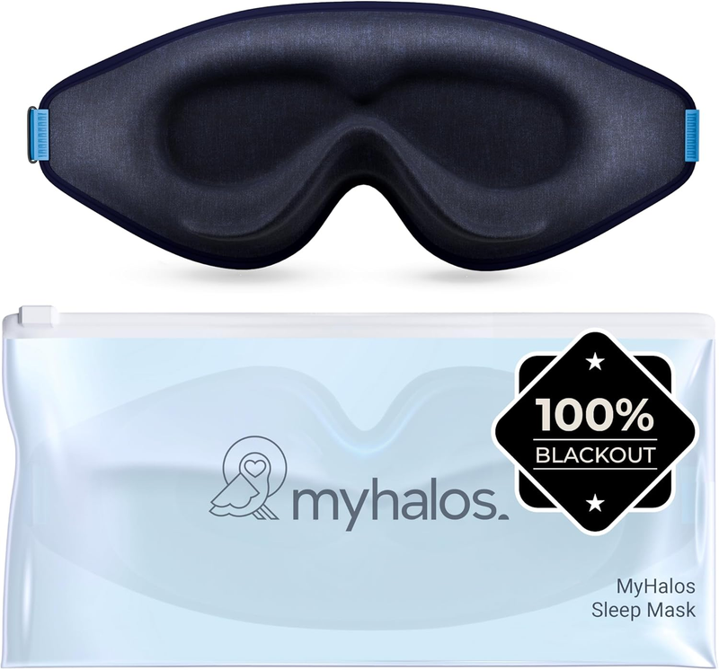 3D Blackout Sleep Mask Memory Foam Eye Mask for Side Sleepers Navy Blue10