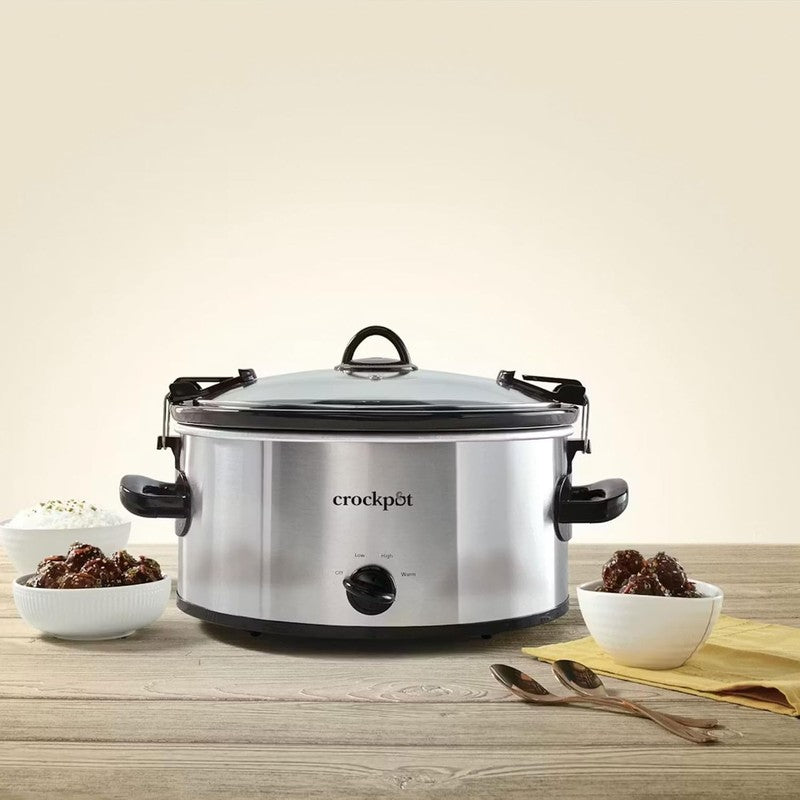 Cook 'N Carry 6Qt Oval Manual Portable Slow Cooker Silver1