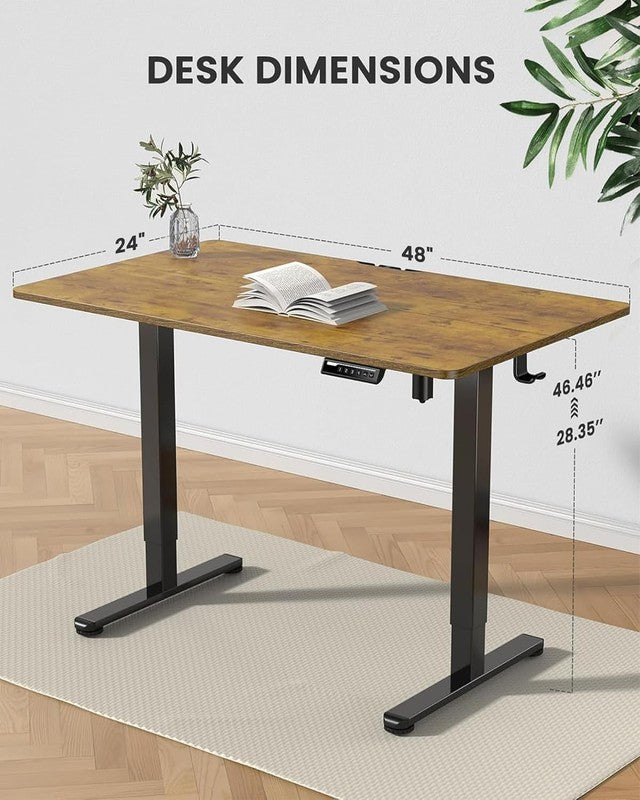 Vintage Brown Height Adjustable Electric Standing Desk - 48"x24"2