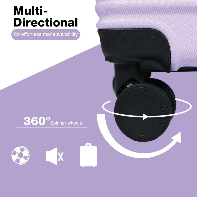 20" Underseat Hard Sided Carry On Luggage, Spinner Wheels, Abs,Light Purple3
