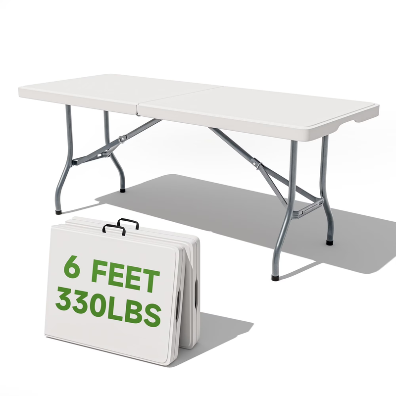 2 Pack 6 Foot Heavy Duty Folding Tables Portable Indoor Outdoor Party Tables9