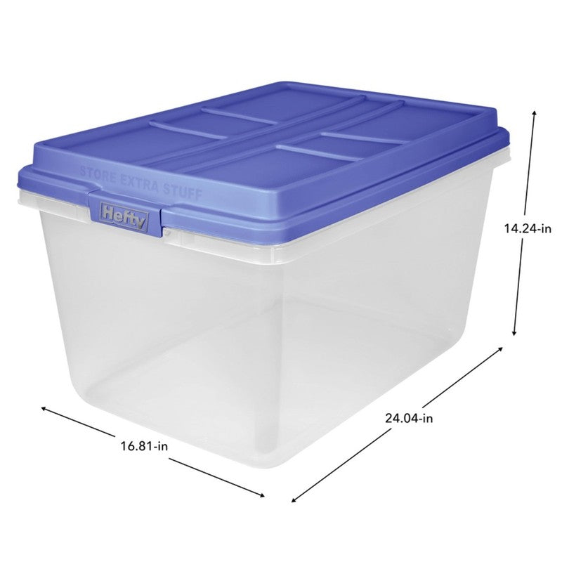 72 Qt. Clear Plastic Storage Bin with Blue HI-RISE Lid, 6 Pack5