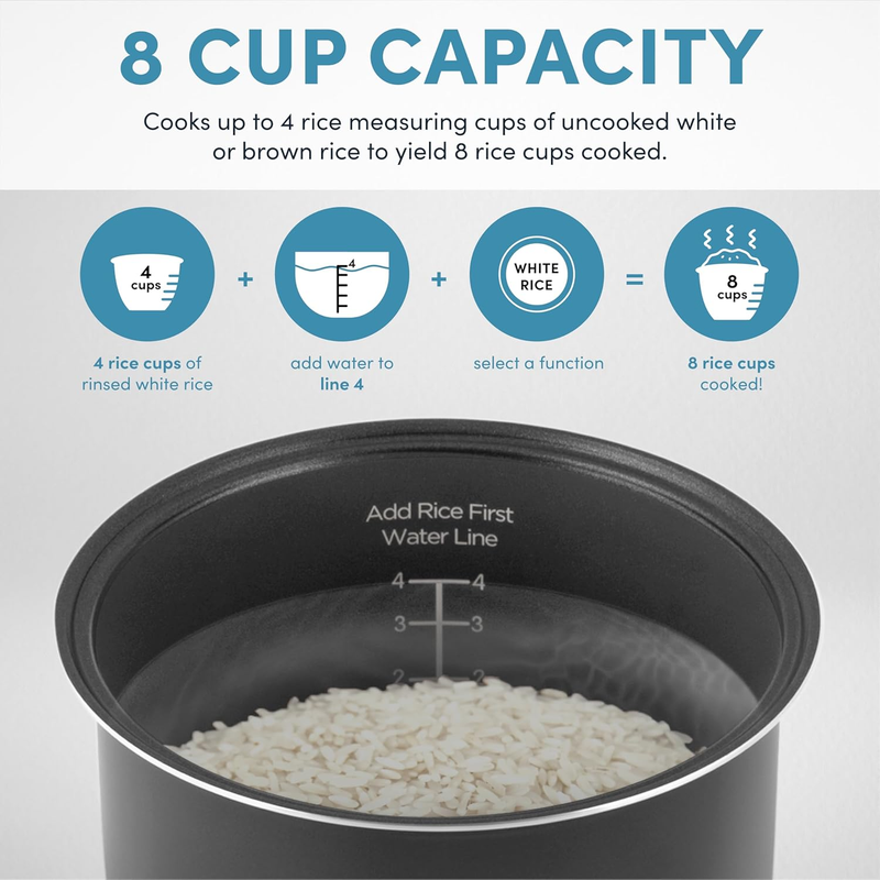 ARC 994SG 4 Cup Digital Rice Cooker 2Qt Multi Cooker Steamer Stainless4