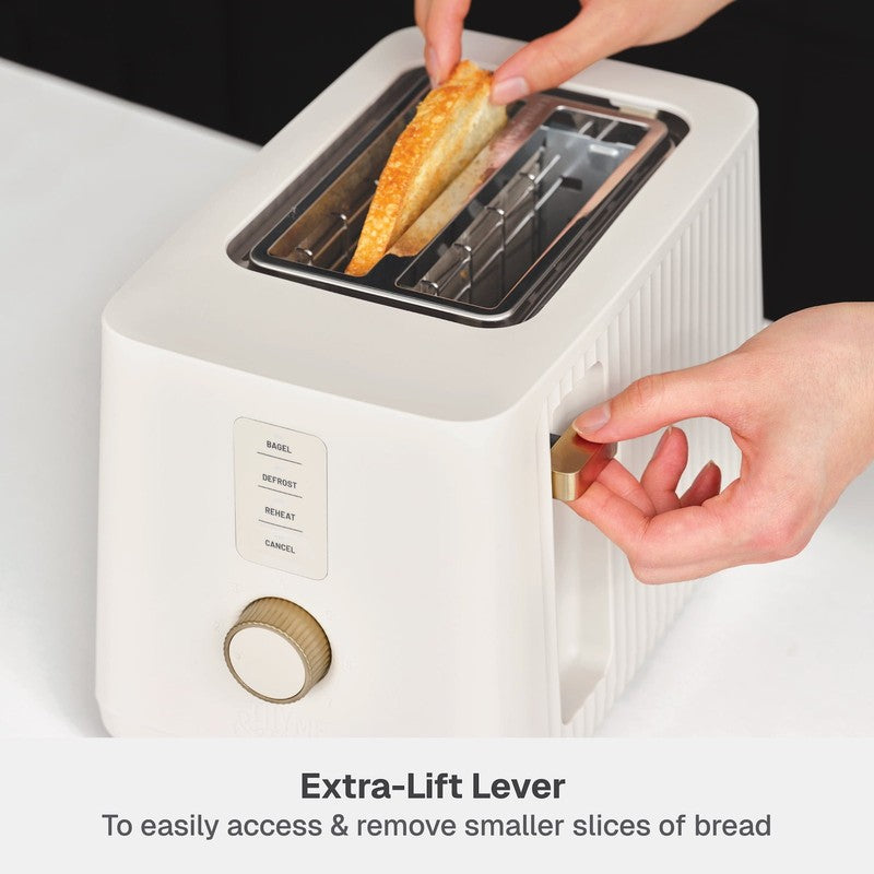 2 Slice Toaster Extra Wide Slots Slide Out Removable Crumb Tray Sand White6