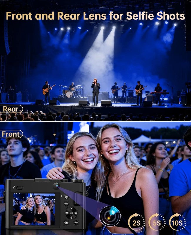 4K Digital Camera 64MP Vlogging Dual-Lens 16X Zoom Anti-Shake w 3" Selfie Screen4