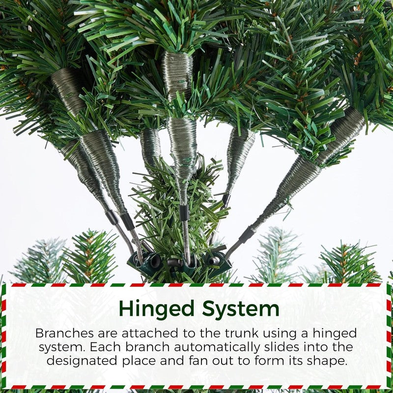 7.5Ft Artificial Christmas Tree, Snow Flocked Christmas Tree W/82 Pinecones, 1345