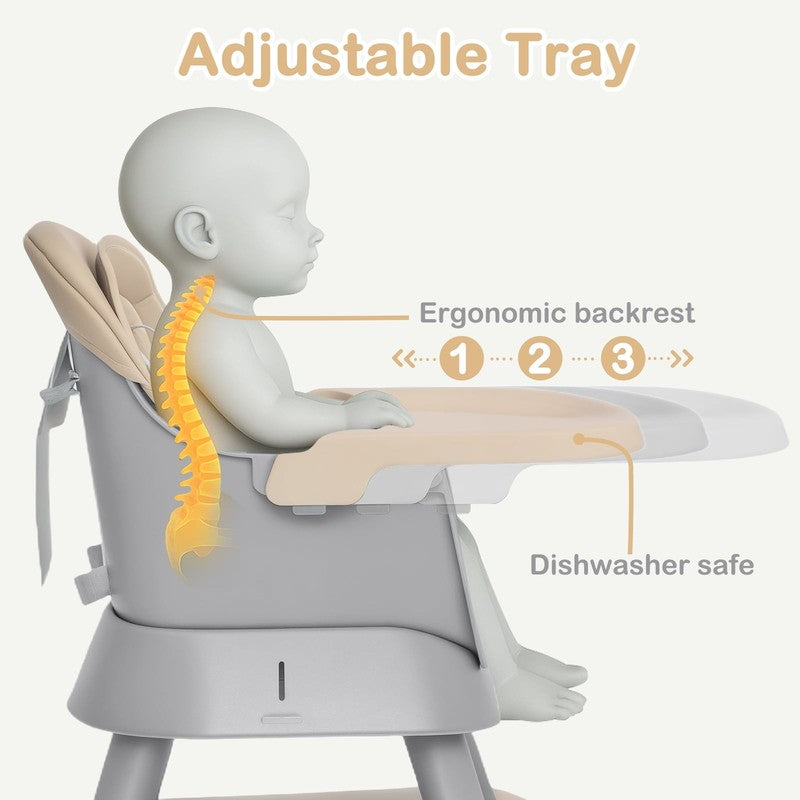8 in 1 Baby High Chair, Toddler Dining Booster Seat for Eating, Khaki2