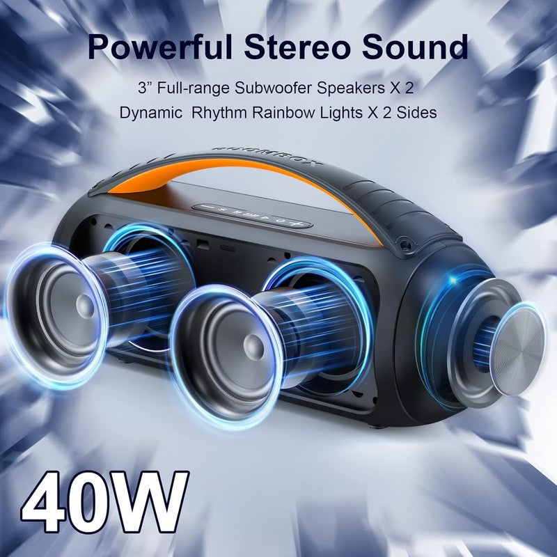 Portable Bluetooth Boombox Speaker, Deep Bass, IP65, TWS/USB/TF/AUX, Outdoor1