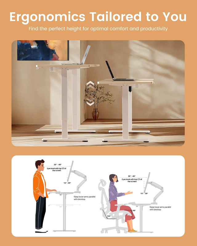 Electric Standing Desk 48x24 Adjustable Sit Stand Computer Desk Natural6