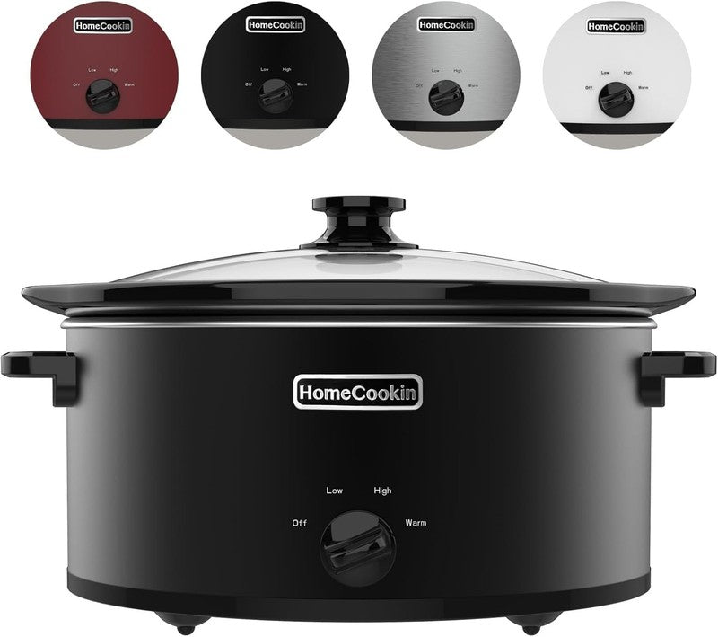 8Qt Slow Cooker Oval Manual Pot 3 Settings Black Stainless Steel6
