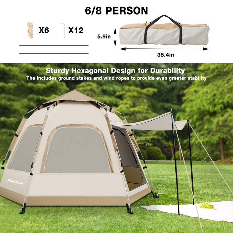 4 6 Person Camping Tent Instant Setup Carry Bag Outdoor Hiking Tent2