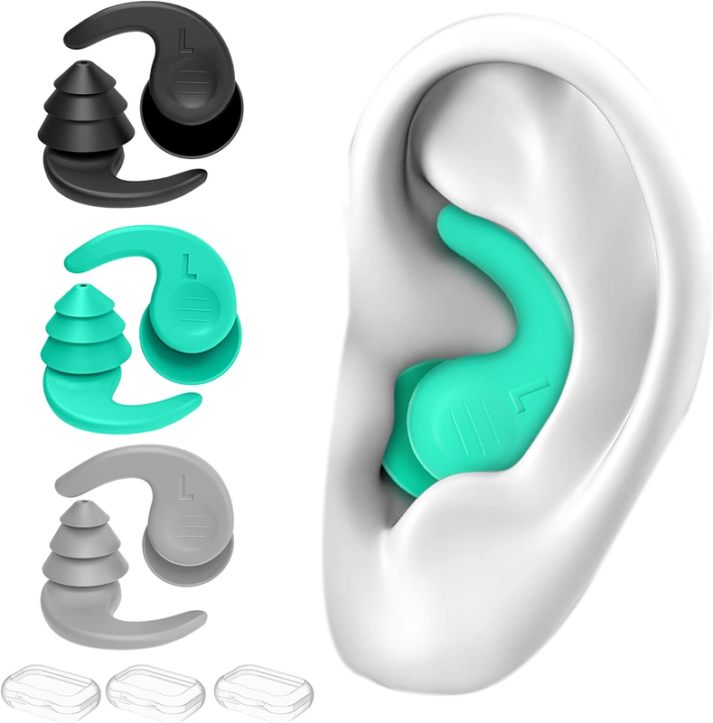3 Pairs Swimming Ear Plugs Silicone Waterproof Reusable for Swimming Surfing10