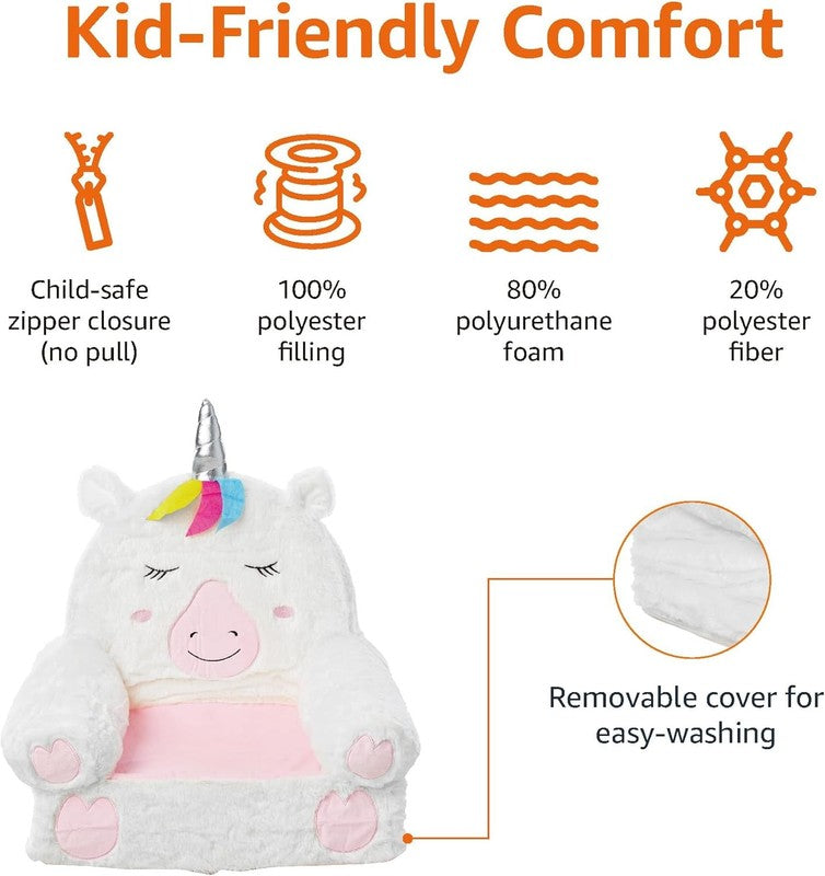 Children'S Plush Toddler Chair, Unicorn, Medium, Multicolor2
