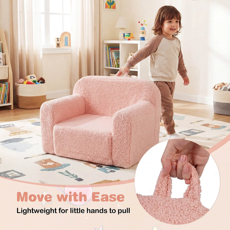 Kids Couch Portable Toddler Sofa with Handle Anti Slip Base Removable Comfy Chai6