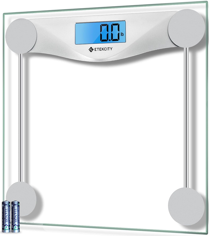 High Precision Digital Bathroom Scale with Large Blue LCD, 400 lbs Capacity0