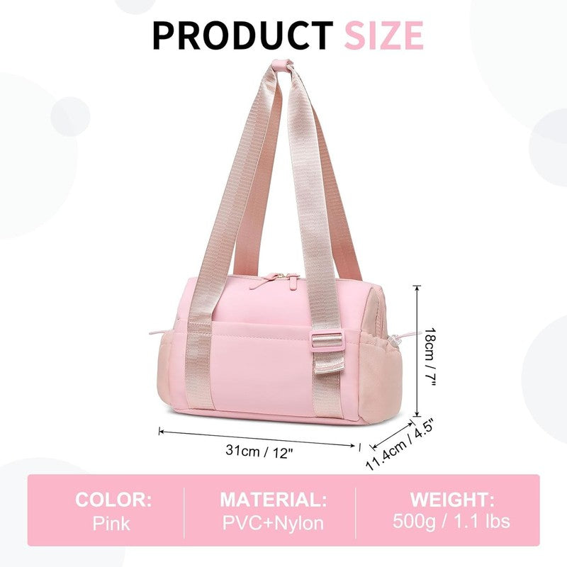 Mini Gym Bag Women Waterproof PU Fitness Tote Wet Compartment Pink2