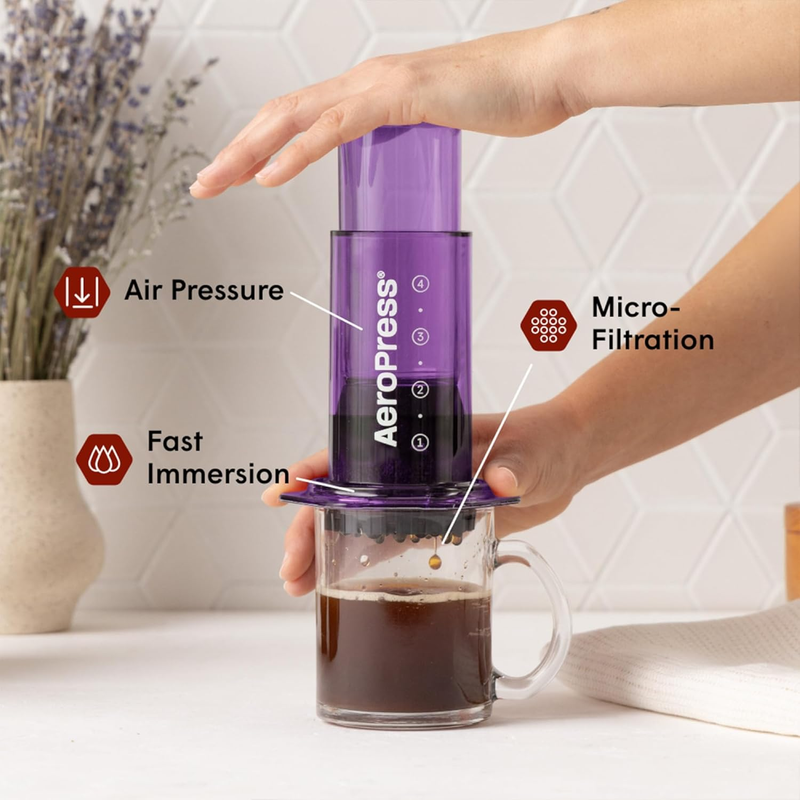 Clear Purple Coffee Press French Press Pour Over Espresso Travel Camping Brewer1