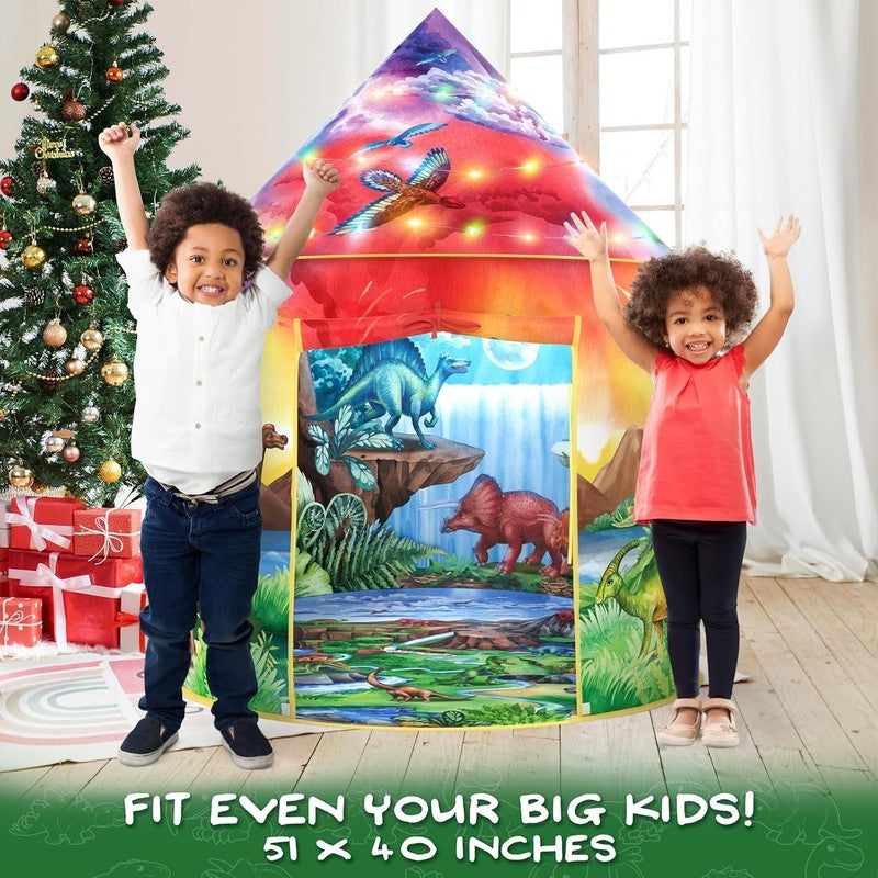 Dinosaur Discovery Kids Tent with Roar Button, Dinosaur Toys and LED Lights - Ep6