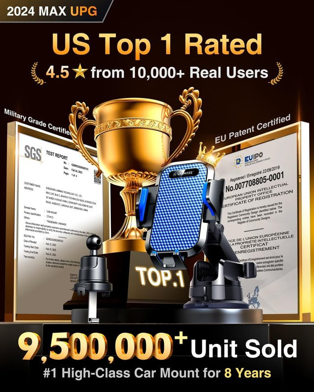 Upgraded Ace Car Phone Holder - Steel Hook & Super Suction Cup, Blue1