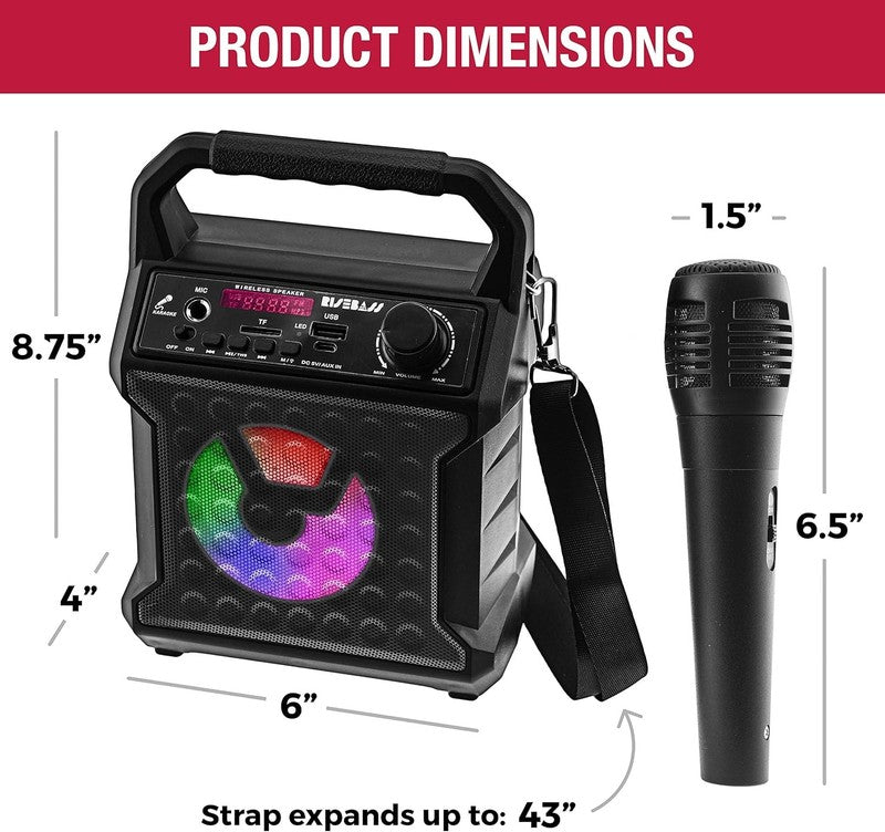 Bluetooth Karaoke Speaker w/ Mic Portable Wireless SD AUX USB Indoor Outdoor3